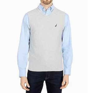 Nautica Mens Sweater Vest Heather Gray Size XL Knit V-Neck Sleeveless